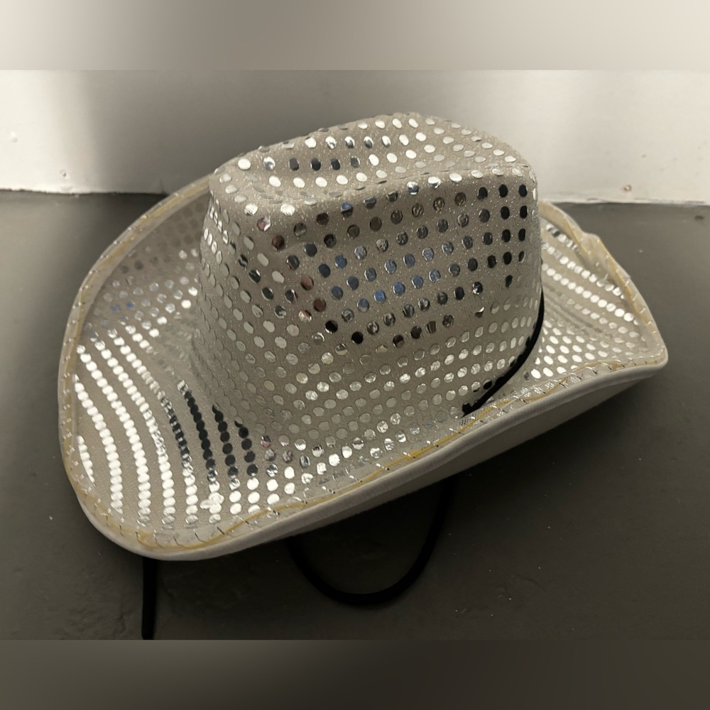 Silver cowboy hat with LEDs
